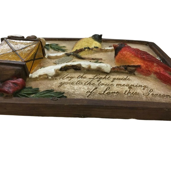 Christmas 3D Wall Plaque Winter Season Inspirational Bullfinch Streetlight Snow - Picture 3 of 10